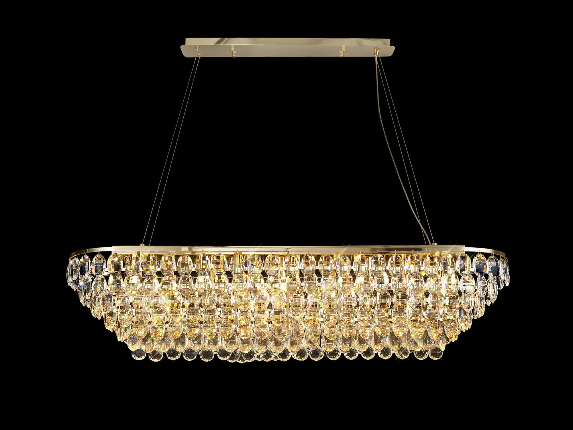 Coniston French Gold Crystal Ceiling Lights Diyas Linear Crystal Fittings